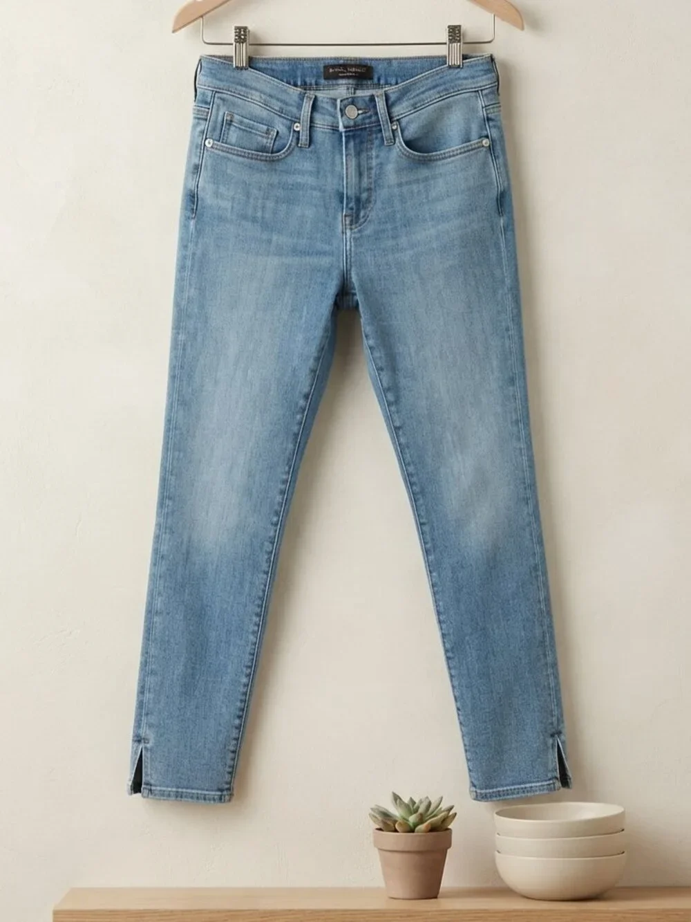 Banana Republic Light Wash Split Hem Ankle Skinny Jeans Women's Size 25